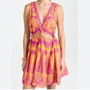 FARM Rio Pineapple Love Orange Cutout Mini Dress